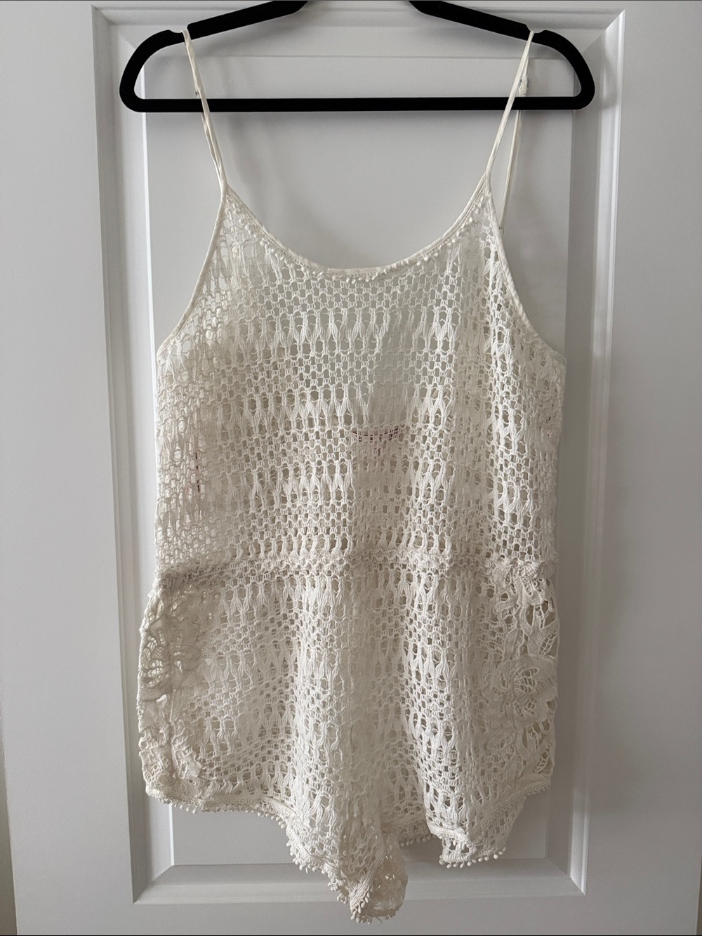 Victoria's Secret Cream Crochet Tank Romper Coverup